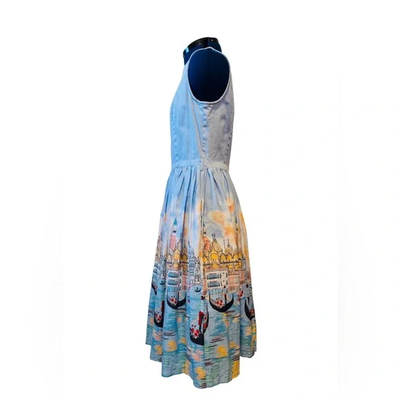Lindy Bop Blue Dress with Venice Print - Picture 6 of 6